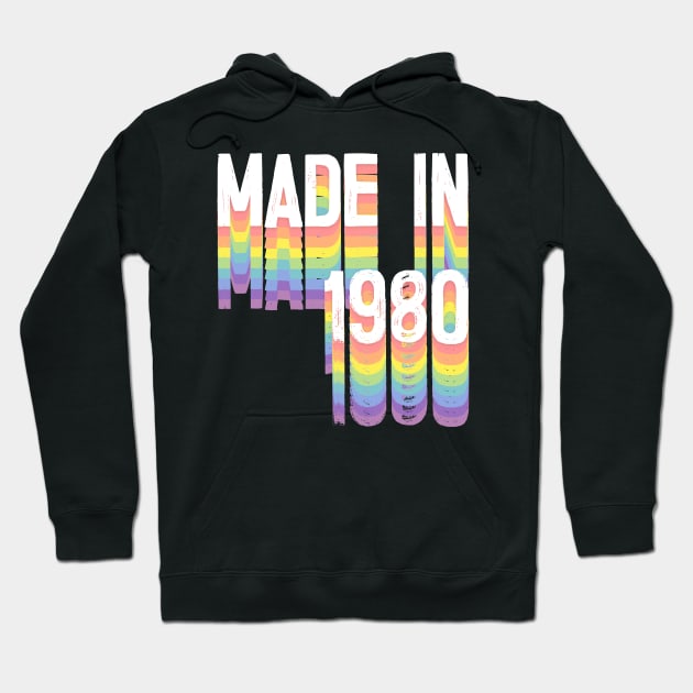 MADE IN 1980 / Birthday Typography Gift Design Hoodie by DankFutura